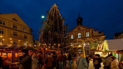 Christmas market on the market place in Rastatt