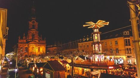 View of the Christmas market in Rastatt from above