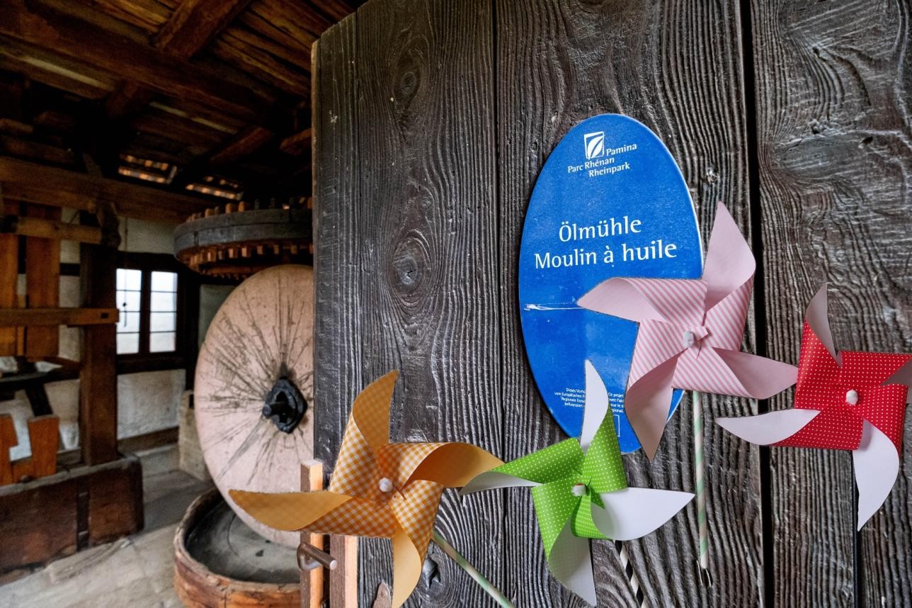 Am Pfingstmontag kann das Riedmuseum mit seiner historischen Ölmühle von 14 bis 18 Uhr bei freiem Eintritt besucht werden. Für Kinder gibt es eine Bastelaktion. Foto: Oliver Hurst, Johanna Kätzel / Stadt Rastatt. Blick in das Riedmuseum