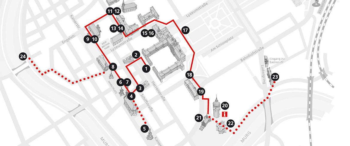 Karte Historische Route Rastatt